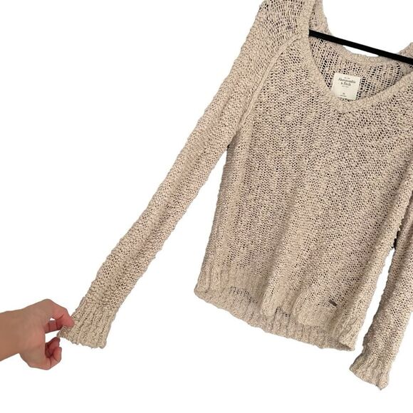 (SOLD) ABERCROMBIE & FITCH Cotton V-Neck Oversized Sweater Texture Nubby XS - Picture 8 of 11